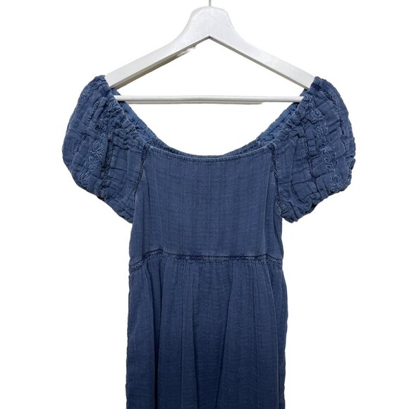 American Eagle Blue Chambray Puff Sleeve Square Neck Dress XS - Picture 3 of 12